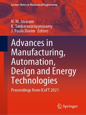 cover image of Advances in Manufacturing, Automation, Design and Energy Technologies